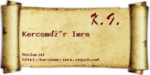 Kercsmár Imre névjegykártya
