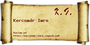 Kercsmár Imre névjegykártya